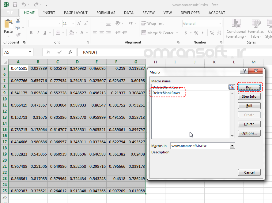 Remove Blank Rows and Columns حذف سطرها و ستون‌های خالی در اکسل (14)