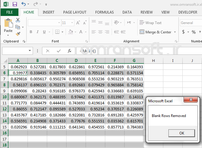 Remove Blank Rows and Columns حذف سطرها و ستون‌های خالی در اکسل (15)