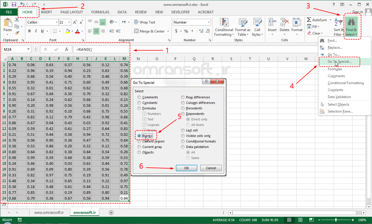 Remove Blank Rows and Columns حذف سطرها و ستون‌های خالی در اکسل (2)