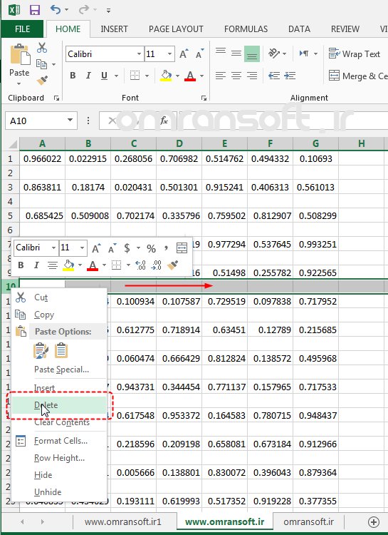 Remove Blank Rows and Columns حذف سطرها و ستون‌های خالی در اکسل (4)