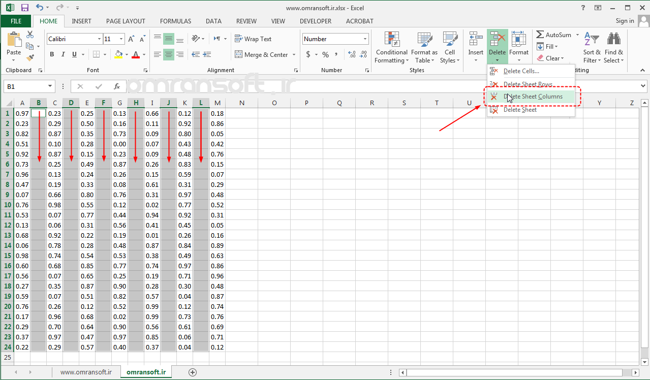 Remove Blank Rows and Columns حذف سطرها و ستون‌های خالی در اکسل (5)