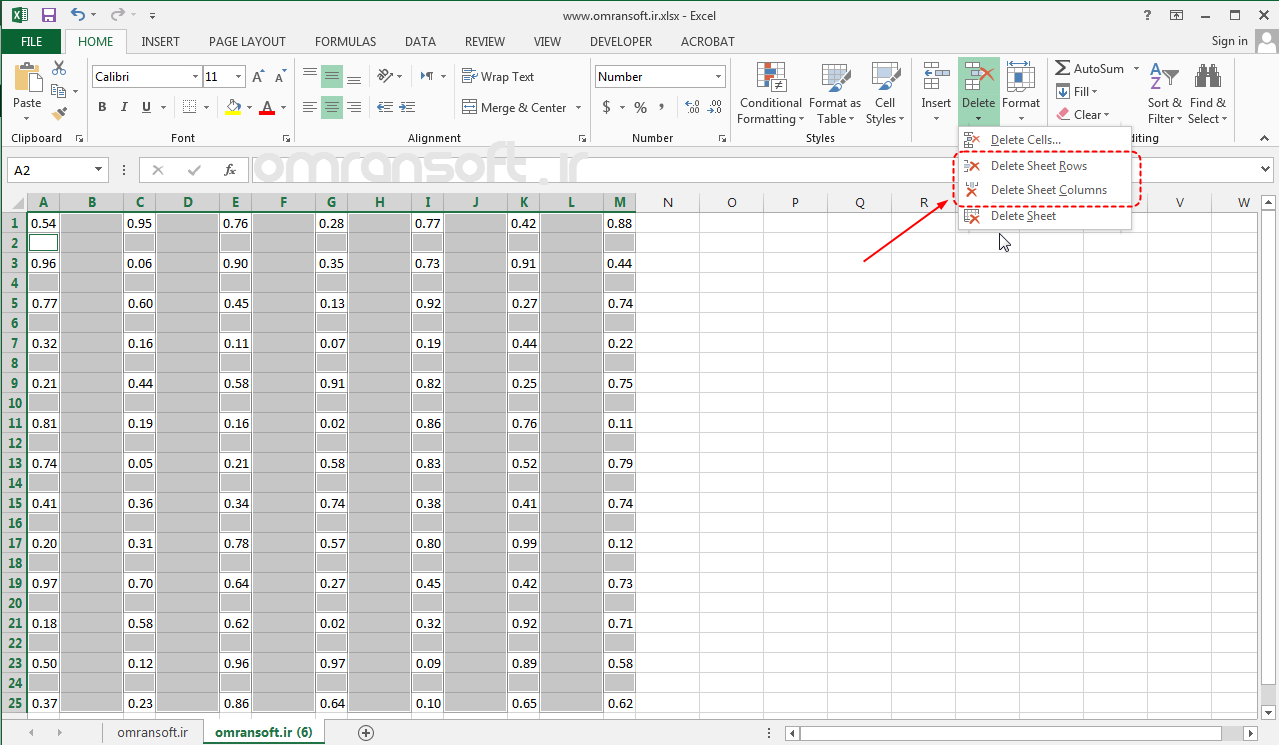 Remove Blank Rows and Columns حذف سطرها و ستون‌های خالی در اکسل (7)